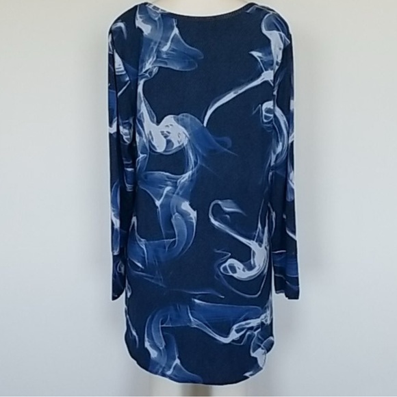 NWT Soma Soft Jersey Shirt Tail Tunic Top Size M Vapor Navy Print - Picture 3 of 15